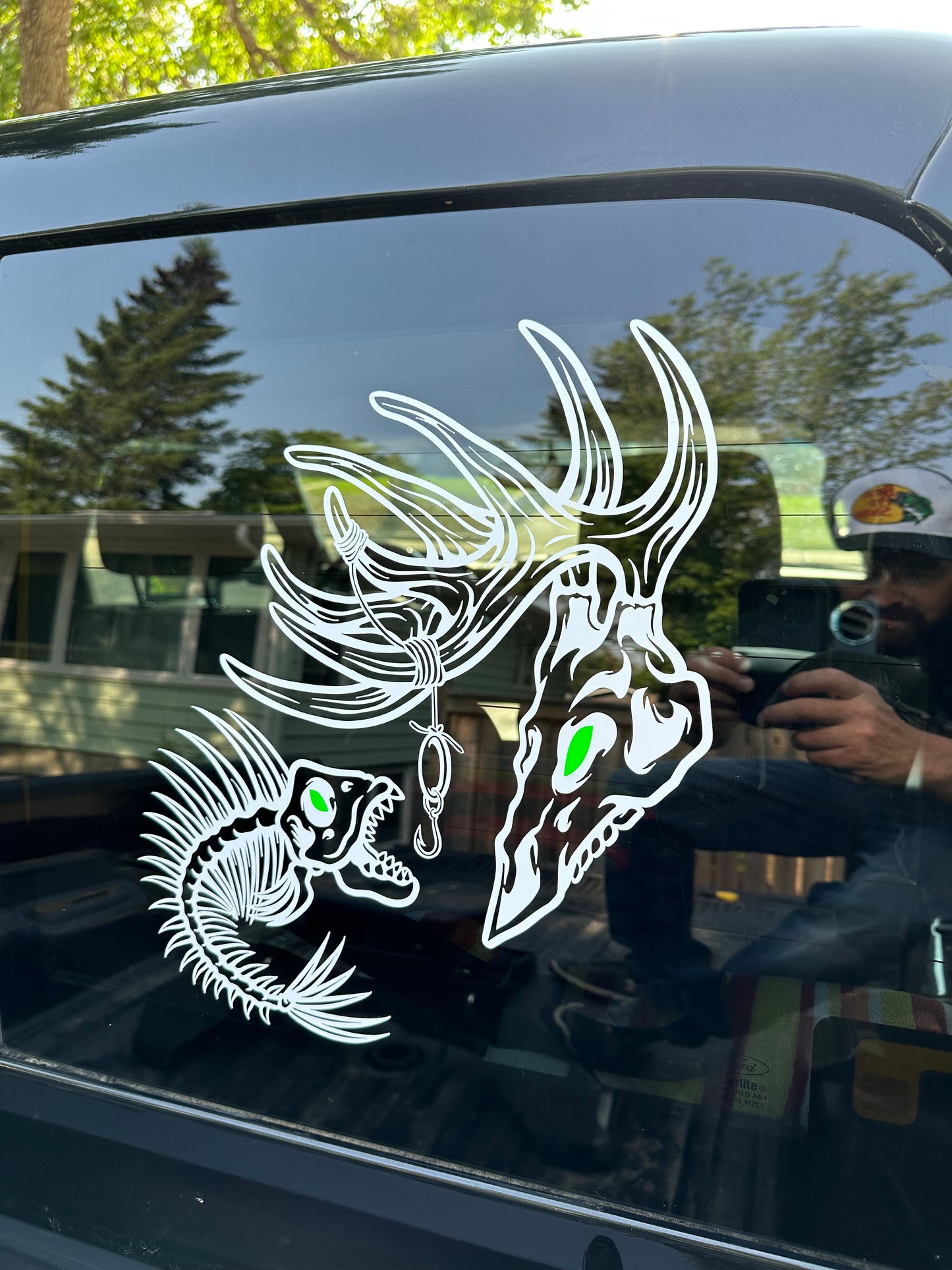 Sask Fisher Deer Skull + Fish Decal